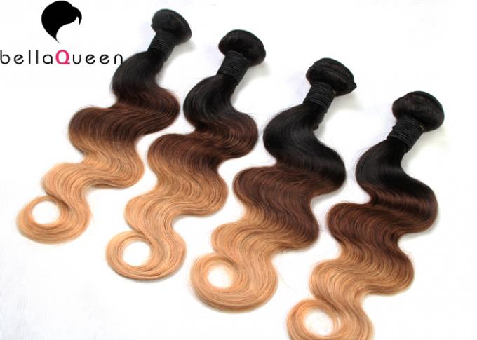 Индийские выдвижения волос Ombre Remy девственницы, Weave человеческих волос объемной волны