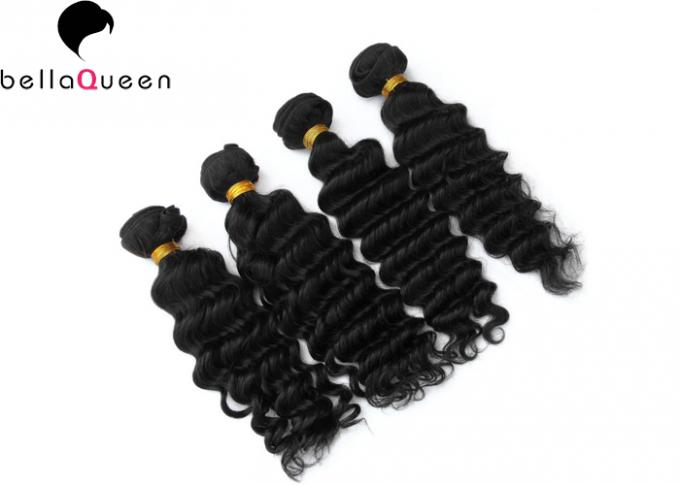 Бразильские человеческие волосы девственницы, естественный черный глубокий уток волос волны 100 граммов