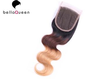 Китай Закрытие шнурка человеческих волос объемной волны 3 тонов с шнурком 4x4 поставщик