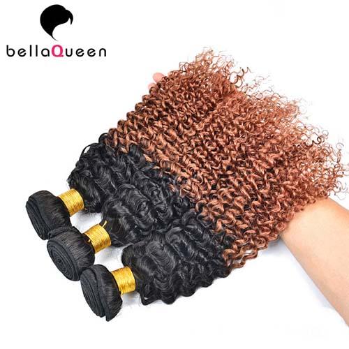2 выдвижения волос Ombre Remy тонов, курчавые человеческие волосы сотка для чернокожих женщин